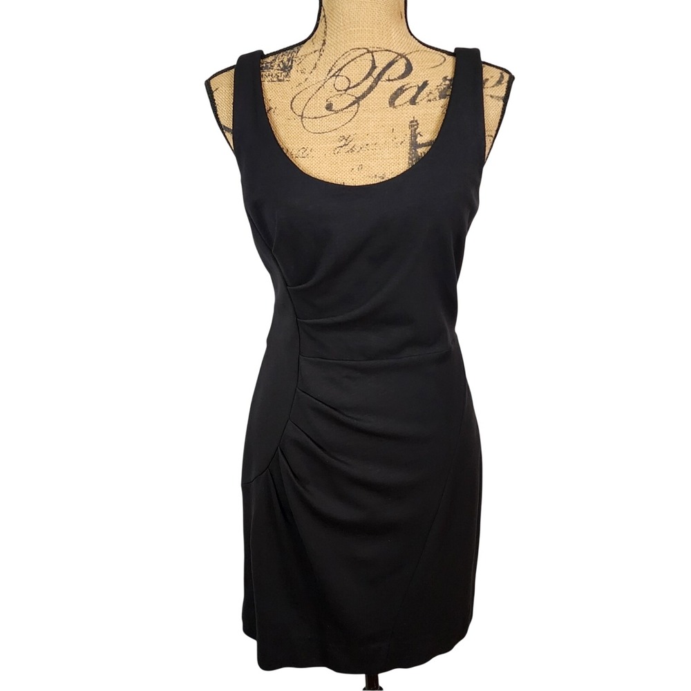 MILLY Size Large LBD Ruched Tucked Rose Gold‎ Exposed Zipper Mini Cocktail Dress